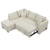 L-Shaped Sectional Pull Out Sofa Bed Sleeper Sofa With Two USB Ports, Two Power Sockets And A Movable Storage Ottoman - Beige - Image 17