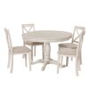 Modern Dining Table Set For 4, Round Table And 4 Kitchen Room Chairs, 5 Piece Kitchen Table Set For Dining Room, Dinette, Breakfast Nook - Antique White - Image 8