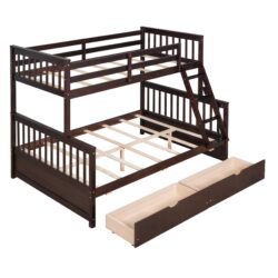 Twin Over Full Bunk Bed With Ladders And Two Storage Drawers - Espresso