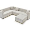 Contemporary Vertical Channel Tufted Velvet Sectional Sofa For Living Room Apartment With Ottoman And 4 Pillows - Beige - Image 5