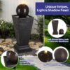 35.5" Tall Column Fountain With LED Lights, Retro Outdoor Decor, Weather Resistant Feature - Dark Brown - Image 4