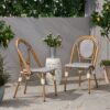 French Bistro Chair Set Outdoor Cafe Style - White / Gray - Image 4