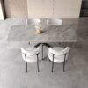 Modern Extendable Dining Table Set With Curved Backrest Upholstered Chairs - Gray / White - Image 11