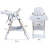 Adjustable Baby High Chair 0 - 6 Years, Portable Infant Feeding Seat With Safety Belt, Silent Lockable Wheels - White - Image 3