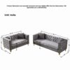 3 And 2 Seater Deep Seat Sofa With Button Nailhead, Square Arm Couches, Furniture For Living Room - Gray - Image 3