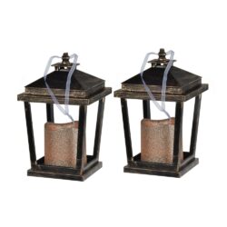Menifee - Lantern With Led Candle, Short (Set of 2) - Bronze