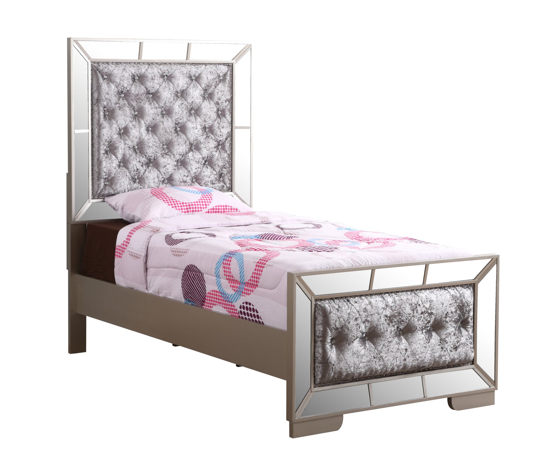 Twin Bed Modern Design - Silver Champagne - Image 2