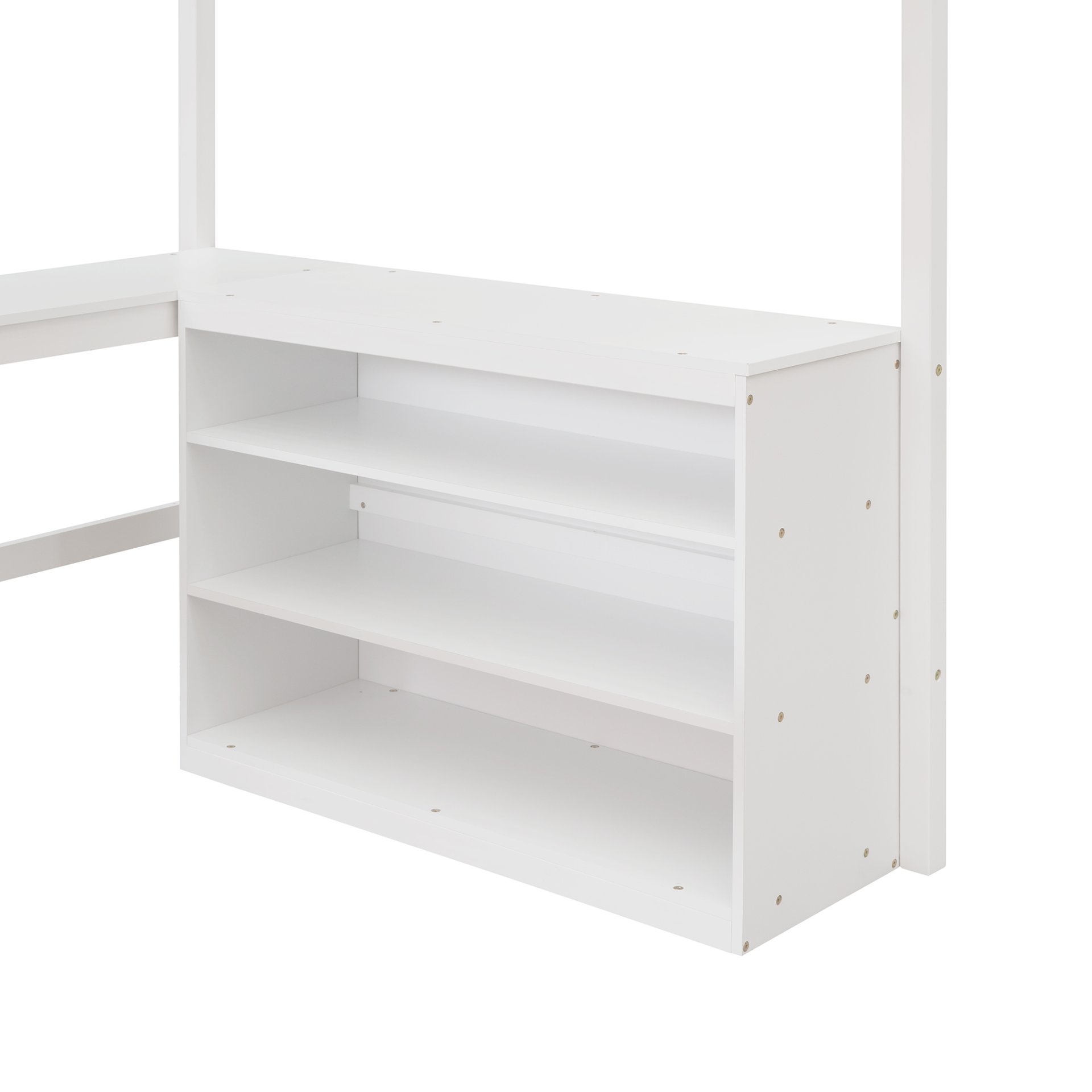 Full Size Loft Bed With Shelves With Desk - White - Image 13