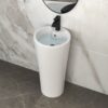 15" Pedestal Sink With Space Saving Design, Smooth Non Porous Surface For Powder Rooms - White - Image 2