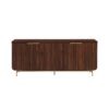 Modern Fluted Door Minimalist Storage Sideboard - Dark Walnut / Gold - Image 3