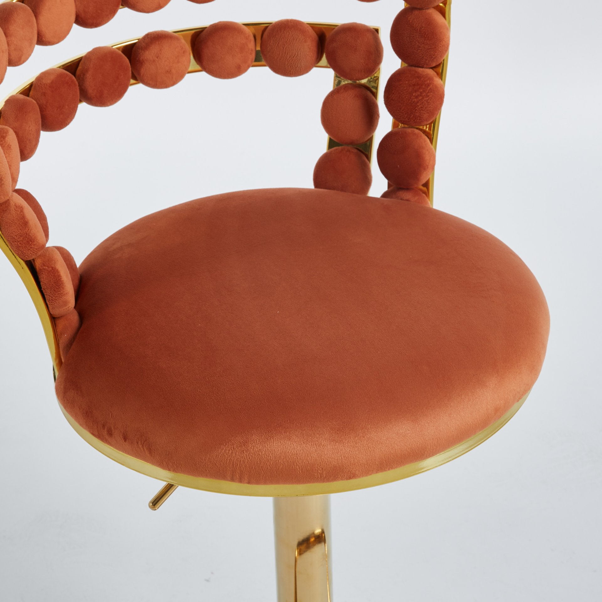 Modern Bar Chair With Iron Tube Legs, Soft Cushions And Comfortable Backrest, Suitable For Dining Room, Living Room, Cafe, Hairball Back, Bar Stool (Set of 2) - Golden - Image 6