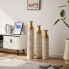 Floor Metal Vases Decorated White Metal Vases (Set of 3) Gorgeous Home Decoration Large Glazed Metal Vases - White - Image 13