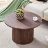 Modern Circular Coffee Table Material Color Cylindrical Design - Walnut - Image 2