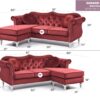 Hollywood - Sofa Chaise - Burgundy - Image 6