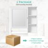 Wall Mounted Bathroom Storage Cabinet, Medicine Cabinets With Large Mirror Door, Adjustable Shelves And Three Open Storage Levels(Not Include Bathroom Vanity) - White - Image 5