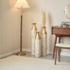 Mother's Day Gift Set Gilded White 3D Relief Flower Metal Vase Set - White / Gold - Image 9