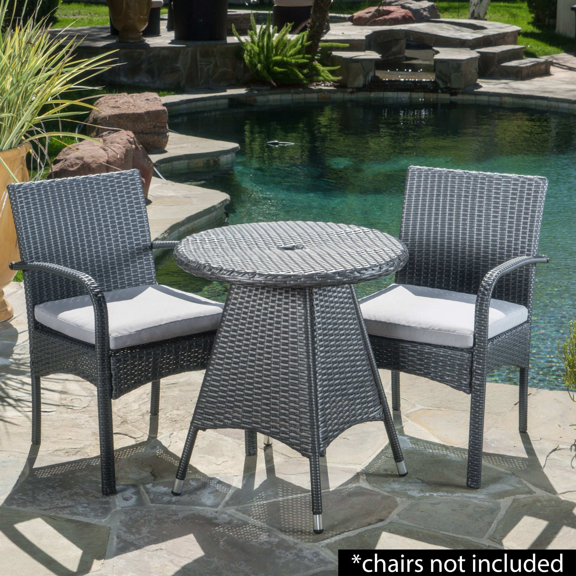 Outdoor Rattan Bistrotable With Surface Round - Gray - Image 8