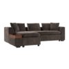 Elegant L Shaped Sectional Sofa With Chenille Upholstery And Wooden Storage Compartment - Brown - Image 11