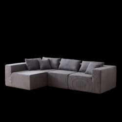 Corduroy Modular L Shaped Sectional Sofa, Luxury Floor Couch Set, 4 Piece Free Combination - Gray
