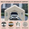 Carport, 10x20 Heavy Duty Portable Carport Garage Tent For Outdoor Storage Shelter - White - Image 5