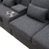 Upholstered Sofa With Console, 2 Cupholders And 2 USB Ports Wired Or Wirelessly Charged, Modern Linen Fabric Couches With 4 Pillows (4 Seat) - Dark Gray - Image 12