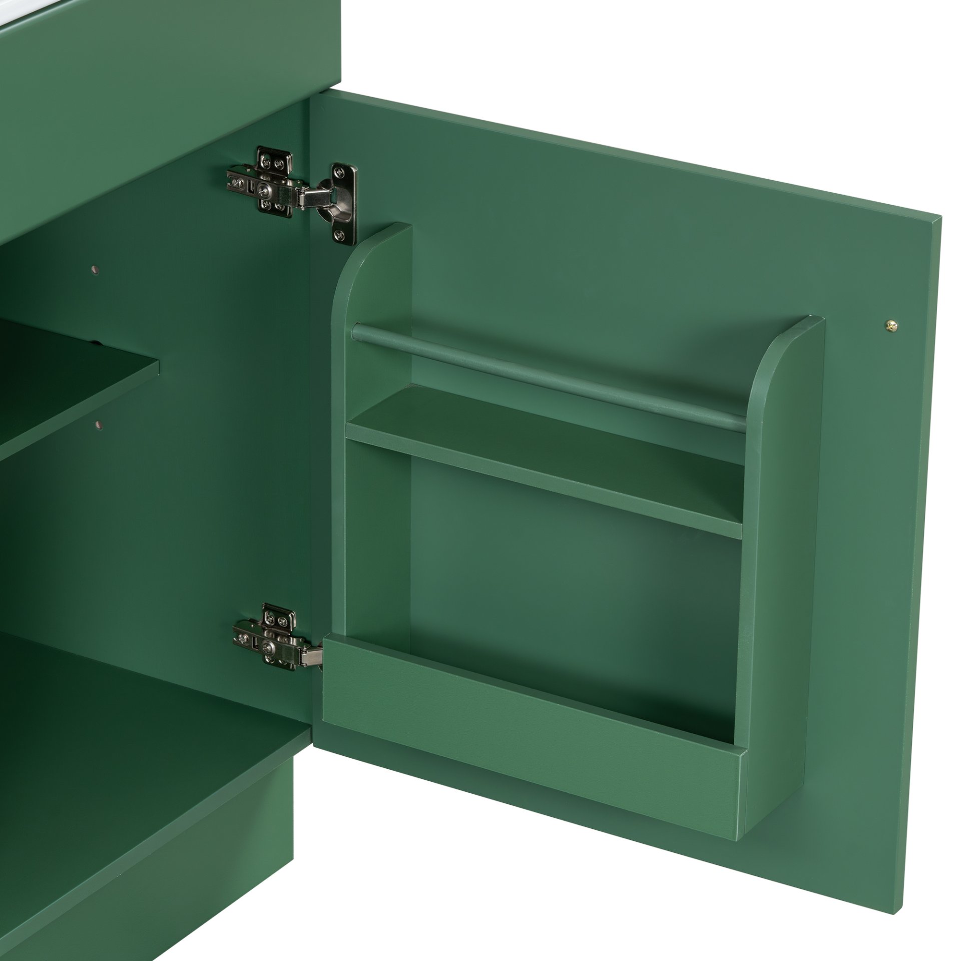 20" Bathroom Vanity With Sink, Freestanding Cabinet With Door Shelf And Adjustable Shelf, And Ceramic Construction - Green - Image 19