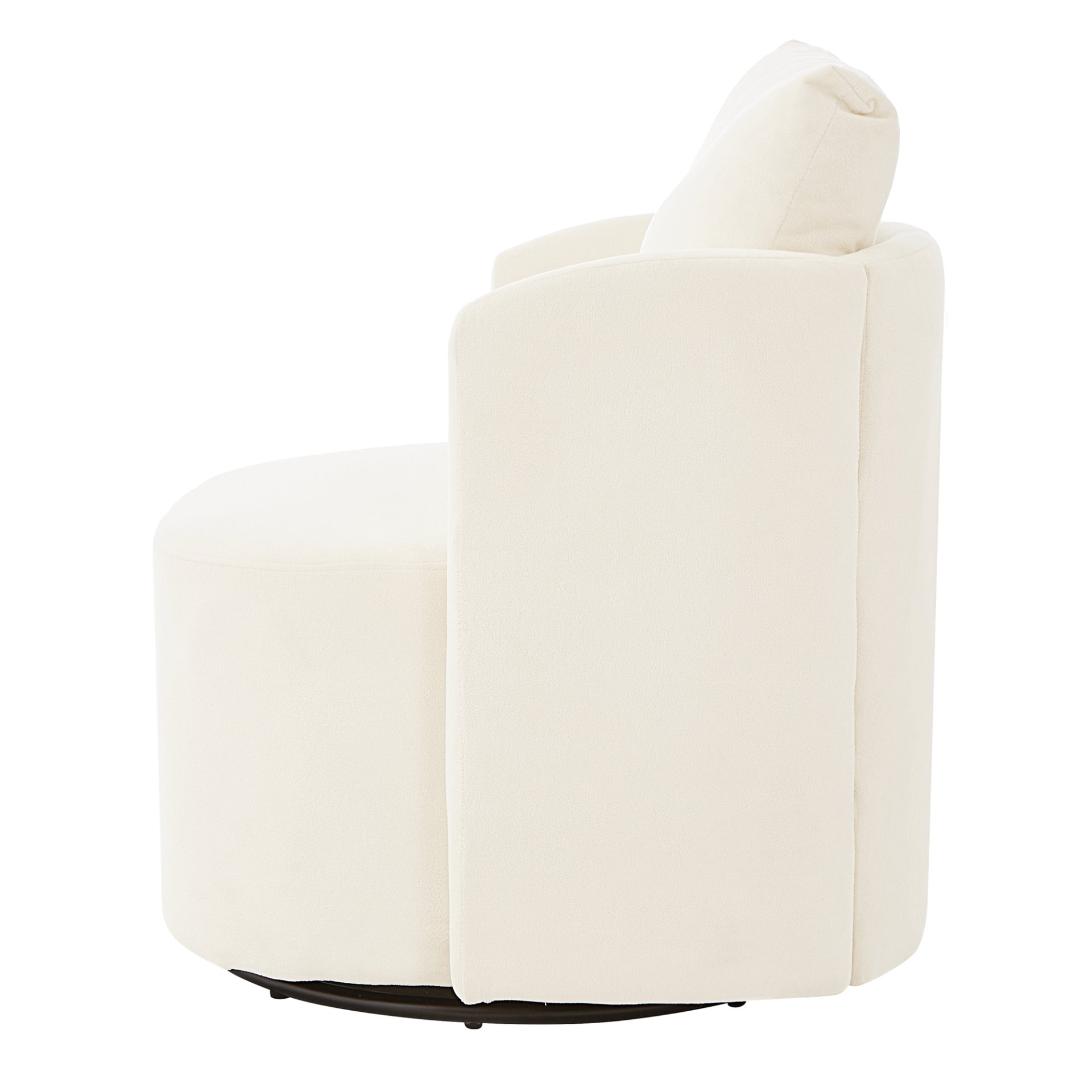 360° Swivel Chair With Upholstered Curved Design - Beige - Image 14