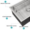 Undermount Kitchen Sink, Single Bowl With Ledge Workstation, 16 Gauge Stainless Steel - Brushed Nickel - Image 6