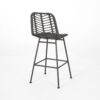Sawtelle - Outdoor Wicker Barstools (Set of 2) With Faux Rattan And Iron Frame - Gray / Black - Image 6