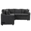 L-Shaped Sofa Convertible Sofa Bed Pull Out Sofa Sleeper With Two Back Pillows, Two USB Ports And Two Power Sockets For Living Room - Gray - Image 17