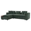 Elegant Chenille L Shaped Sofa With Wooden Storage Compartment - Green - Image 10