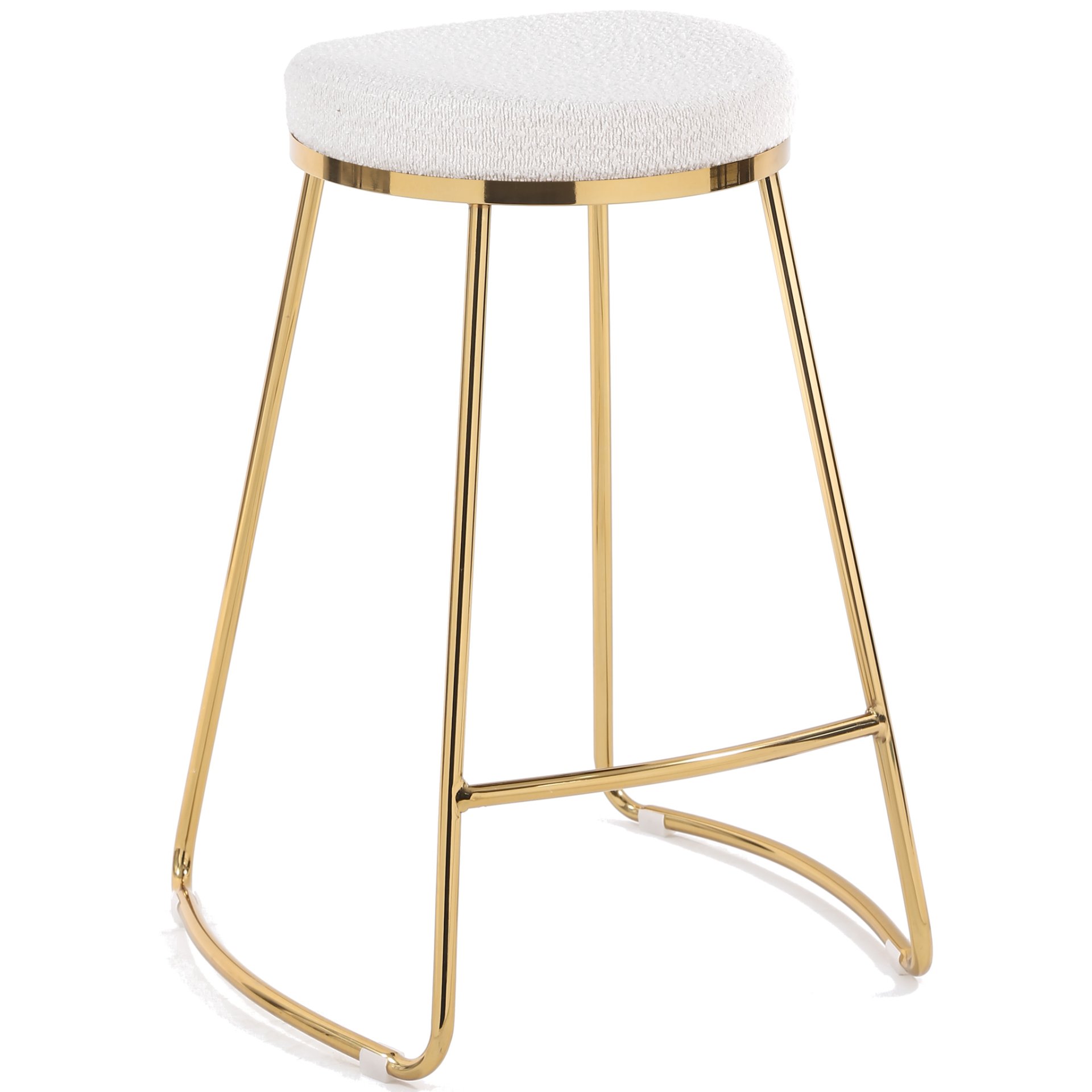 Jane - Mid-Century Modern Luxury Upholstered Stool - White - Image 2