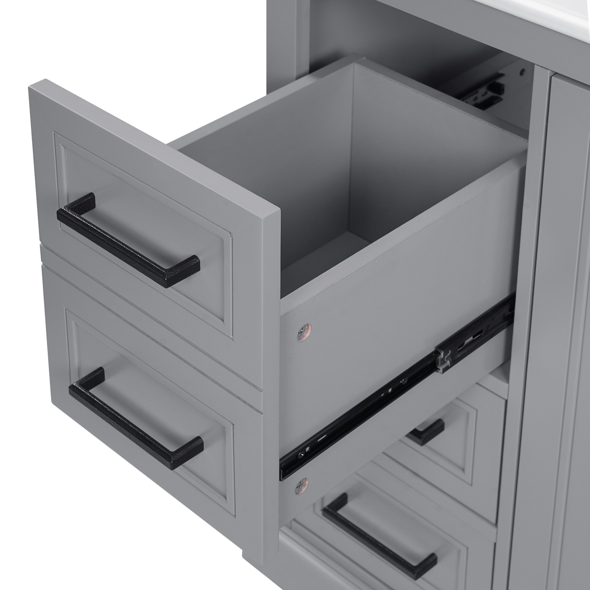 36" Bathroom Vanity With Sink, Soft Close Doors, Adjustable Shelf & 3 Drawers - Gray - Image 16