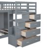 Full Over Twin Bunk Bed With Wardrobe, Drawers - Gray - Image 7