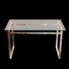Modern Minimalist Rectangular Glass Dining Table For 4 - 6 With Tempered Glass Top - Transparent - Image 6