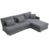 Modern L-Shaped Corduroy Sofa With Reversible Chaise, 4 Seat Upholstered Sectional Indoor Furniture, Convertible Sleeper Couch With Pillows - Gray - Image 3