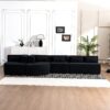 Upholstered Sofa Free Combined Sofa Couch With 2 Chaise Lounge And 5 Back Pillows For Living Room - Black - Image 15