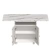 Versatile Marble Folding Dining Table With Storage Rack And Cabinet, 6 Wheels - White - Image 12