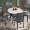 5 Piece Dining Round Table Set With One Faux Marble Top Dining Table And Four Pu-Leather Chairs - Gray - Image 11
