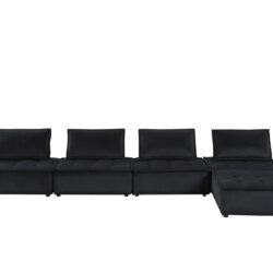 Anna - Velvet 5 Piece Sectional Sofa - Black
