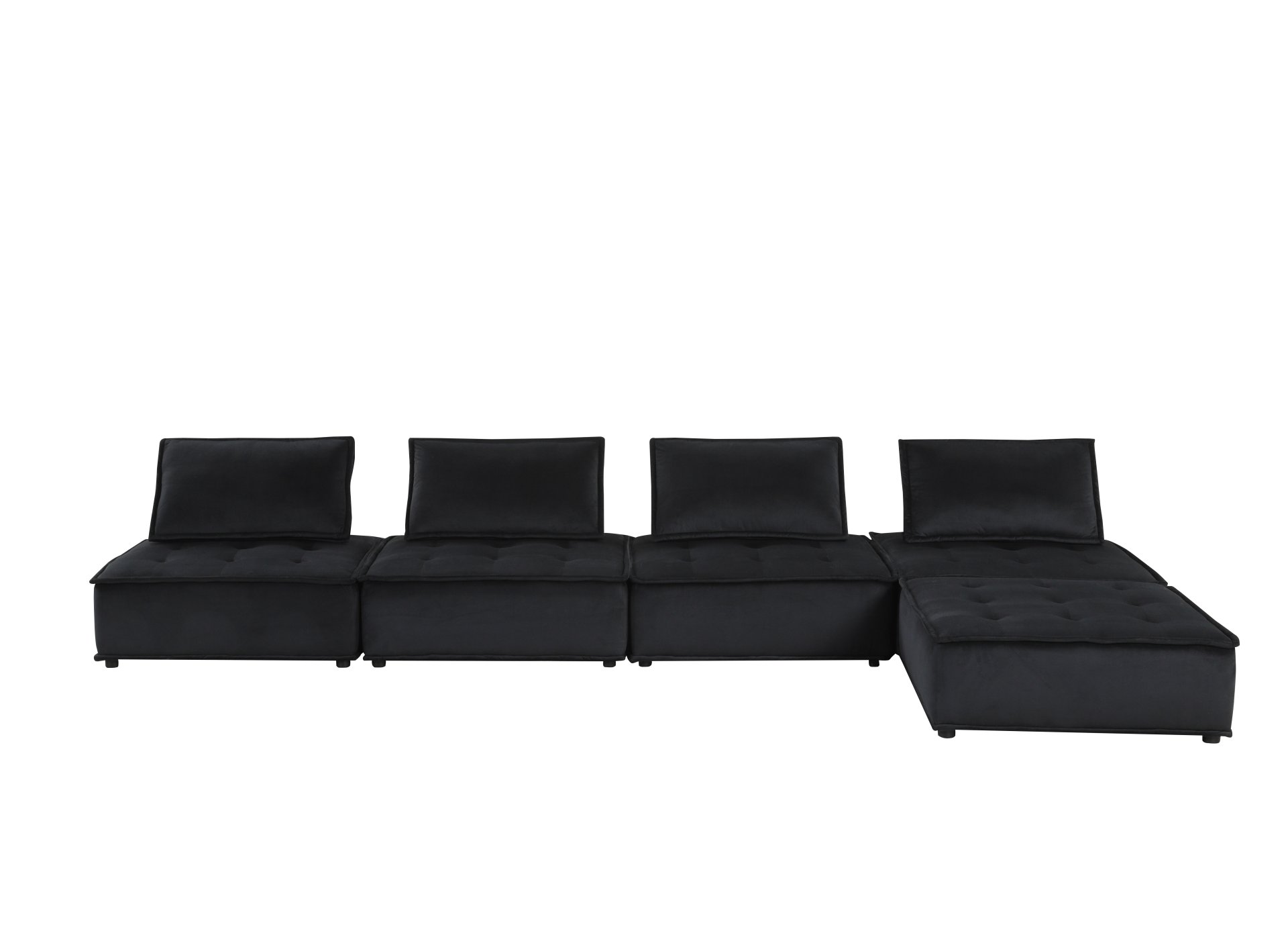 Anna - Velvet 5 Piece Sectional Sofa - Black - Image 6