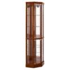 6 Shelf Lighted Corner Curio Cabinet With Adjustable Tempered Glass Shelves And Mirror Back (E26 Light Bulb Not Included) - Oak - Image 9