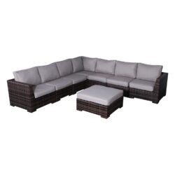 Reversible Sectional Sofa For Outdoor Patio With Cushions - Espresso