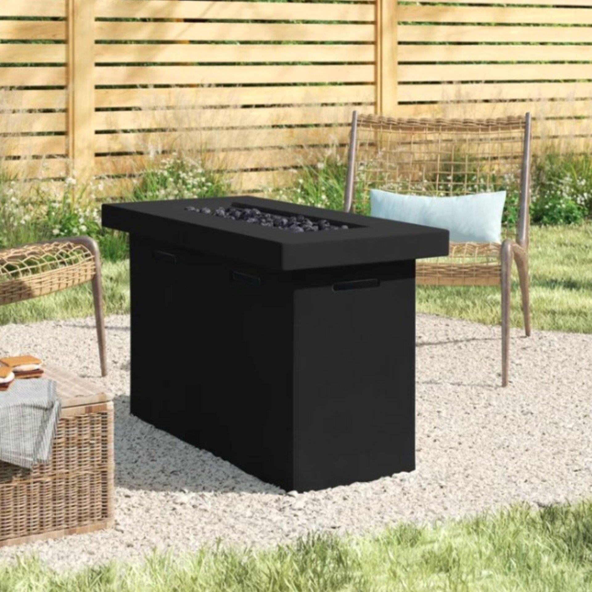 Reinforced - Propane Outdoor Fire Pit Table Durable Construction - Charcoal - Image 2