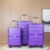 Hardshell Suitcase Spinner Wheels Pp Luggage Sets Lightweight Durable Suitcase With Tsa Lock, 3 Piece Set (20/24/28) - Purple - Image 2