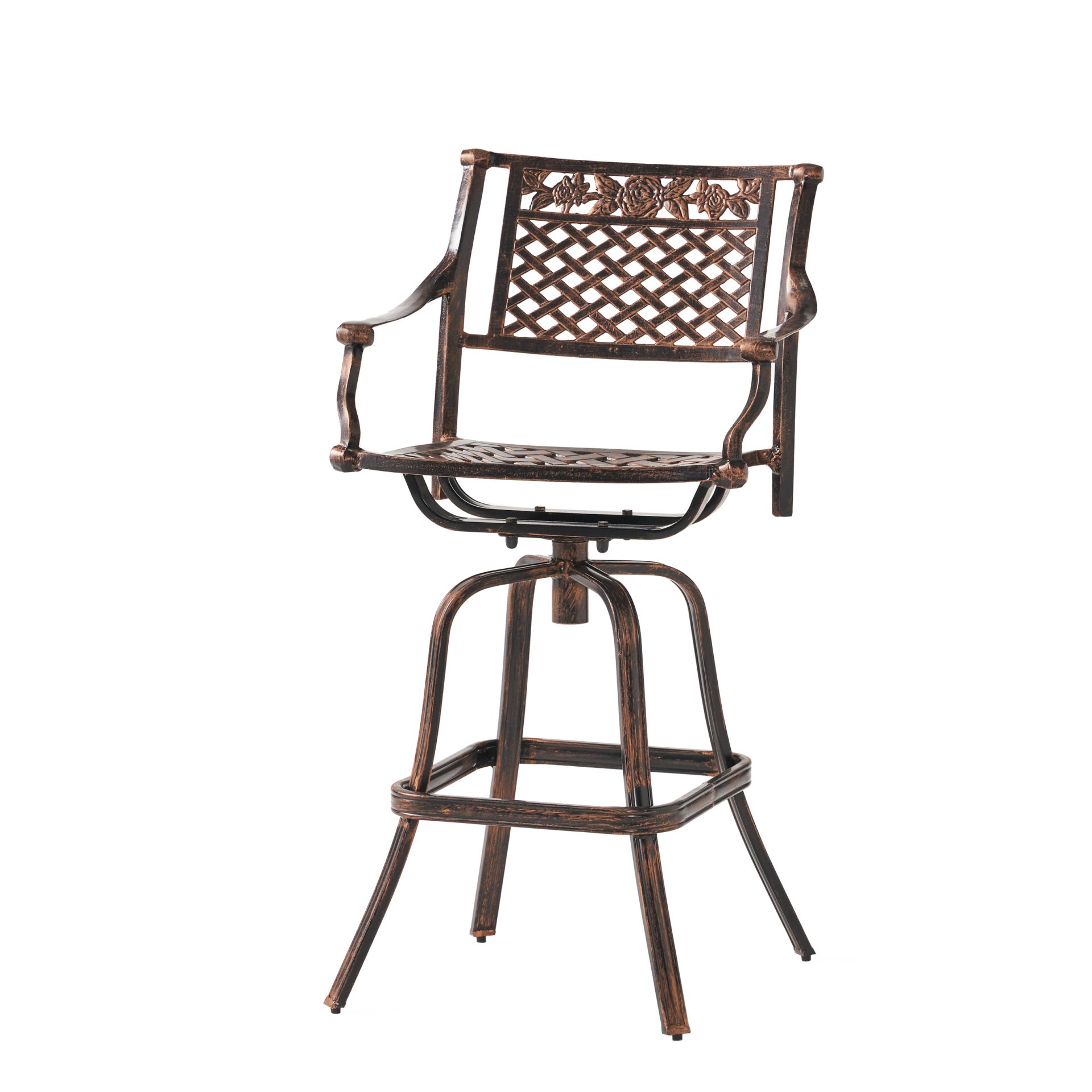 Cast Aluminum Swivel Bar Stool With Footrest - Copper - Image 4