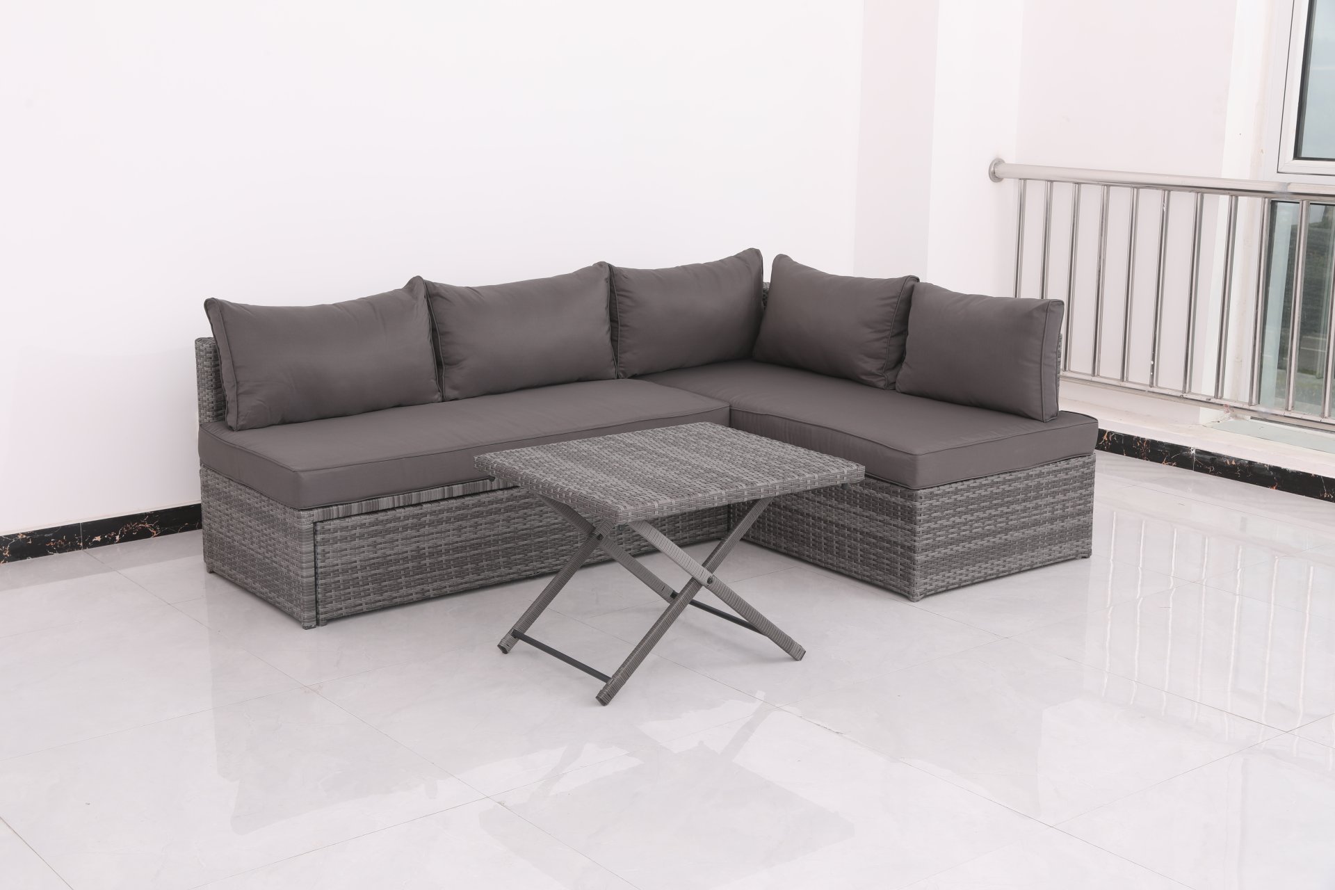 Patio Sofa With Cushions - Gray - Image 2