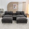 Modern Chenille Upholstered Sectional Sofa With Ottomans, USB Ports, Cup Holders, And Storage - Gray - Image 8