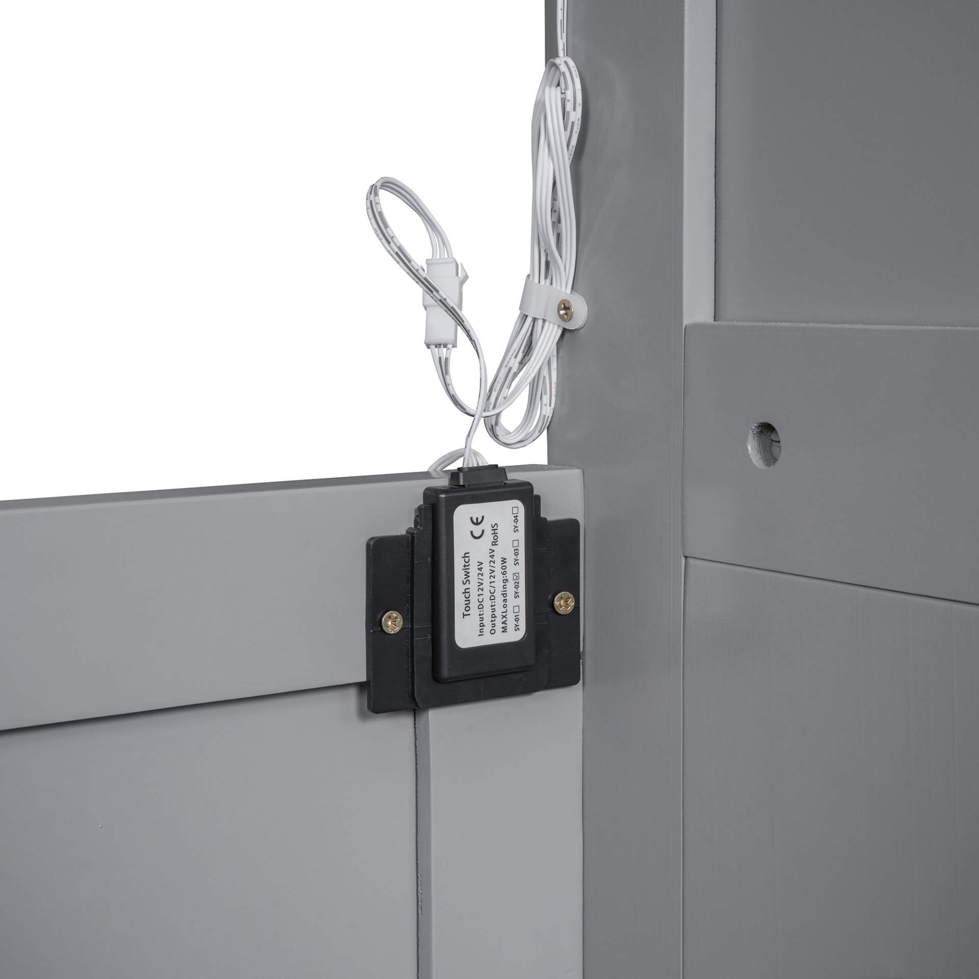 Full Size Murphy Wall Bed With Shelves, Wardrobe And LED Lights - Gray - Image 13