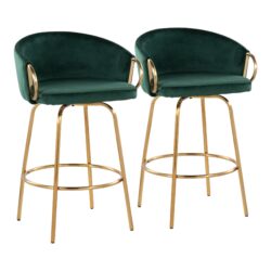 Claire - Contemporary / Glam Counter Stool (Set of 2) - Gold / Green